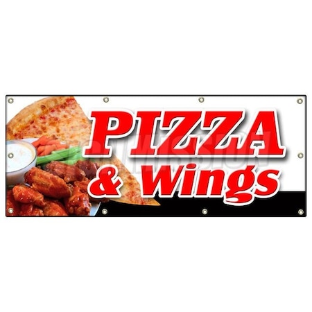 Signmission PIZZA & WINGS BANNER SIGN brick oven new york chicago italian spicy B-96 Pizza & Wings
